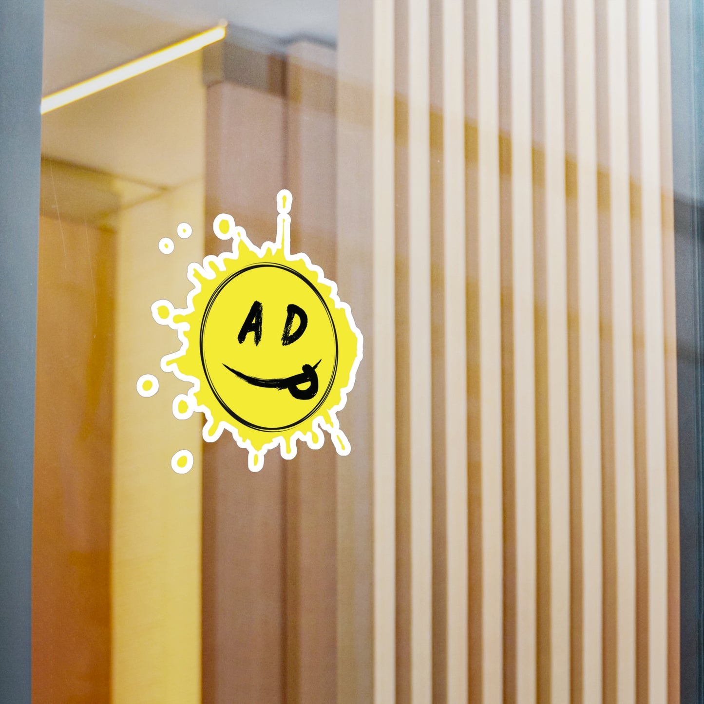 ADP Splatter Smiley Vinyl Decal YELLOW