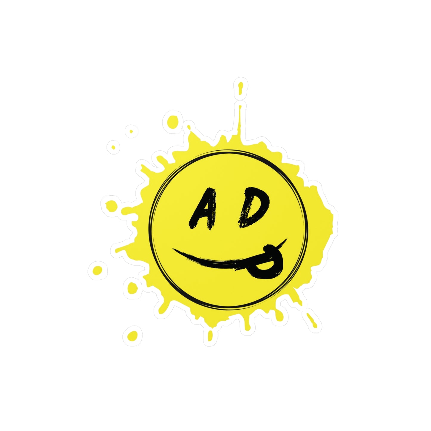 ADP Splatter Smiley Vinyl Decal YELLOW