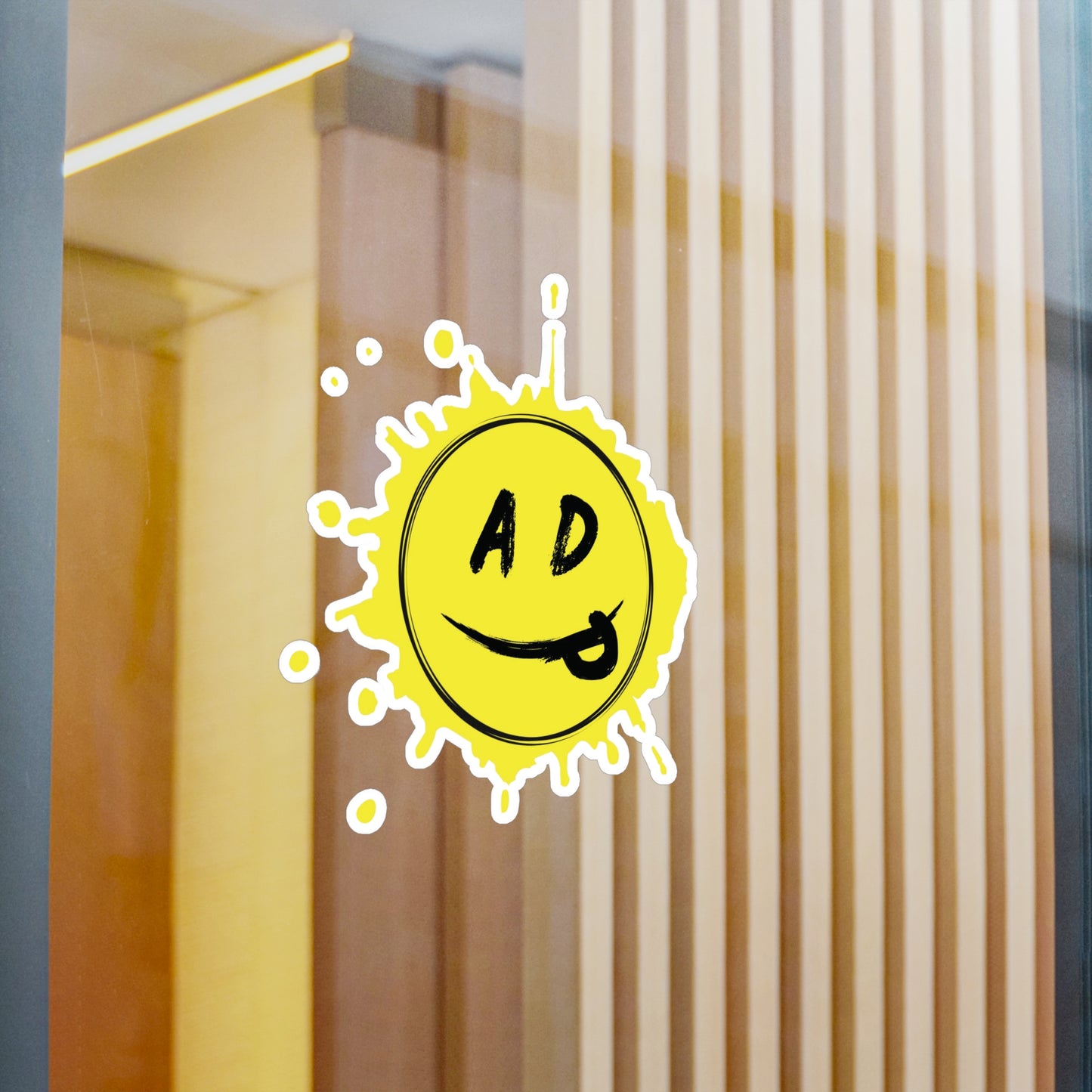 ADP Splatter Smiley Vinyl Decal YELLOW