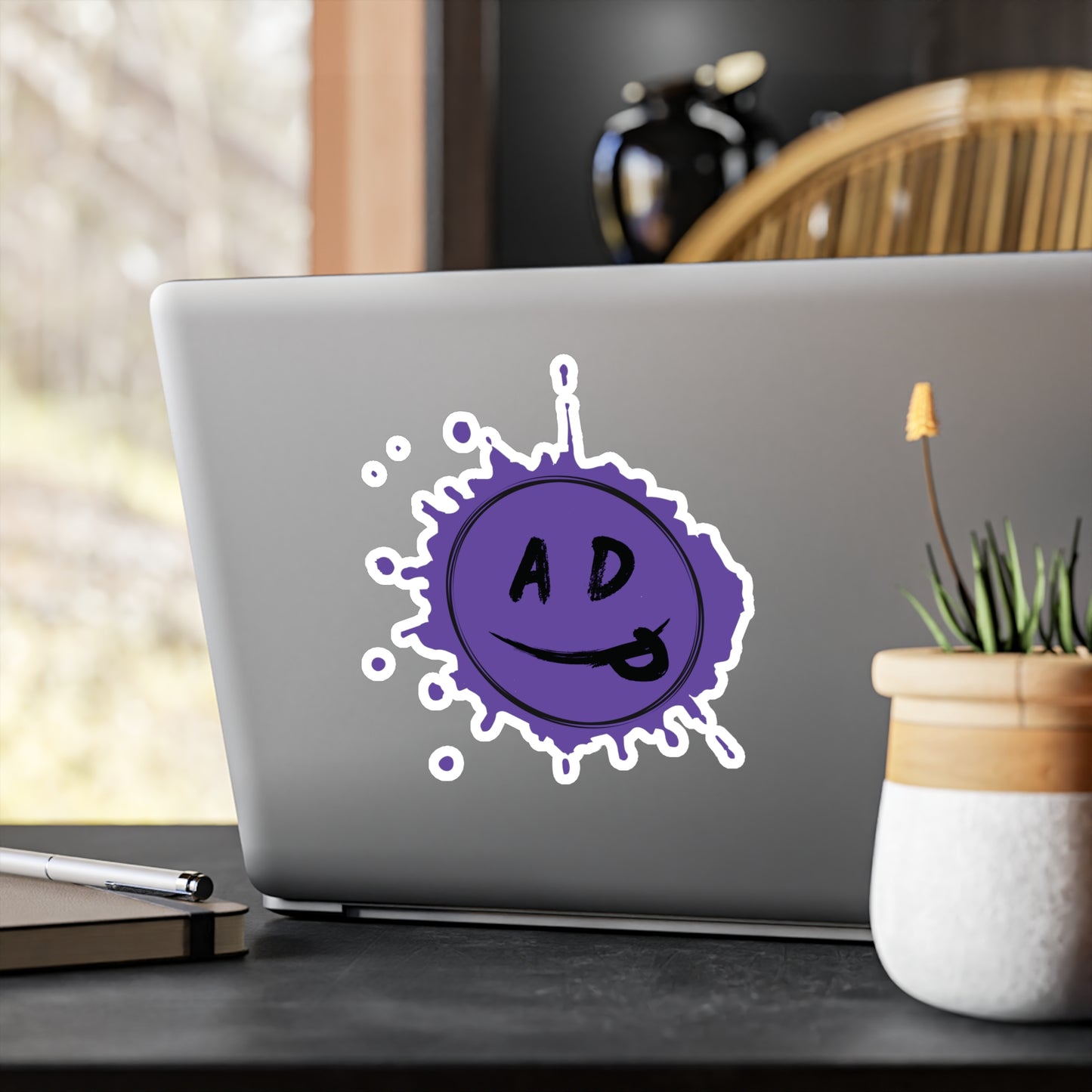 ADP Splatter Smiley Vinyl Decal PURPLE