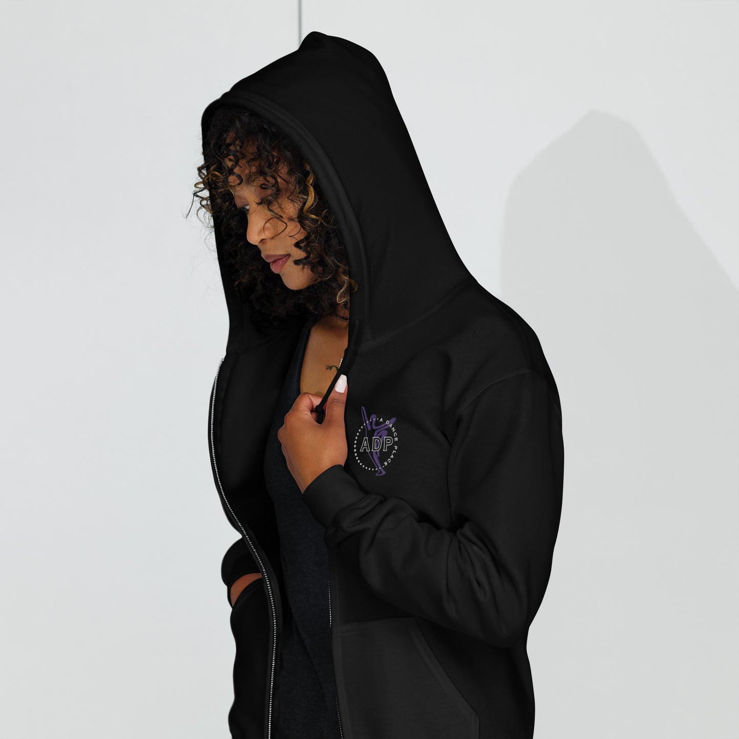 Adult ADP "Happy Place" Embroidered  ZIP-UP hoodie